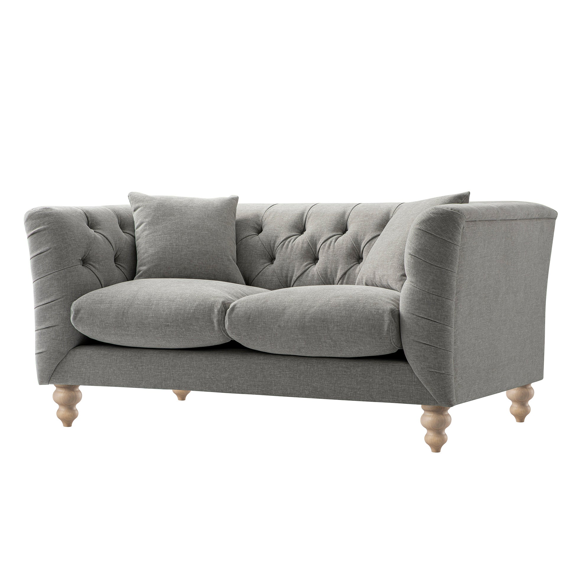 Ashby Chesterfield 2-Seater Sofa, Mist Grey Chenille