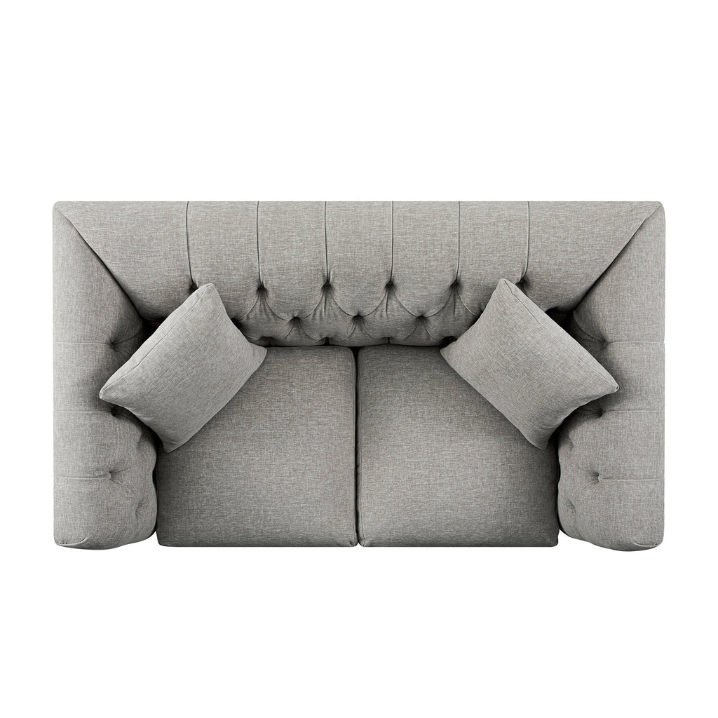 Ashby Chesterfield 2-Seater Sofa, Mist Grey Chenille