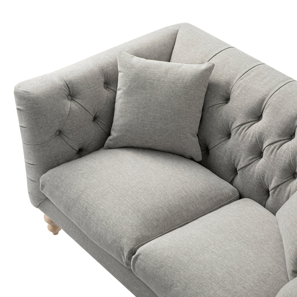 Ashby Chesterfield 2-Seater Sofa, Mist Grey Chenille