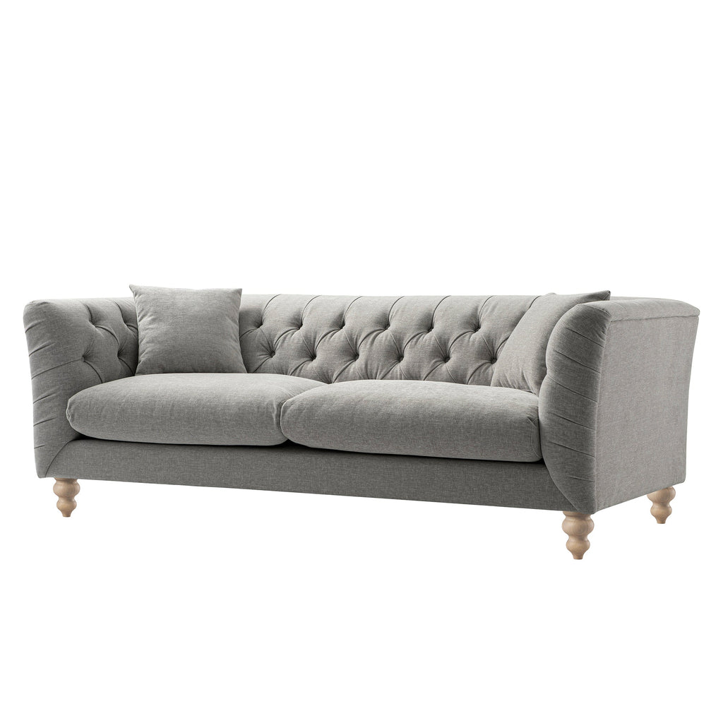 Ashby Chesterfield Large 3-Seater Sofa, Mist Grey Chenille
