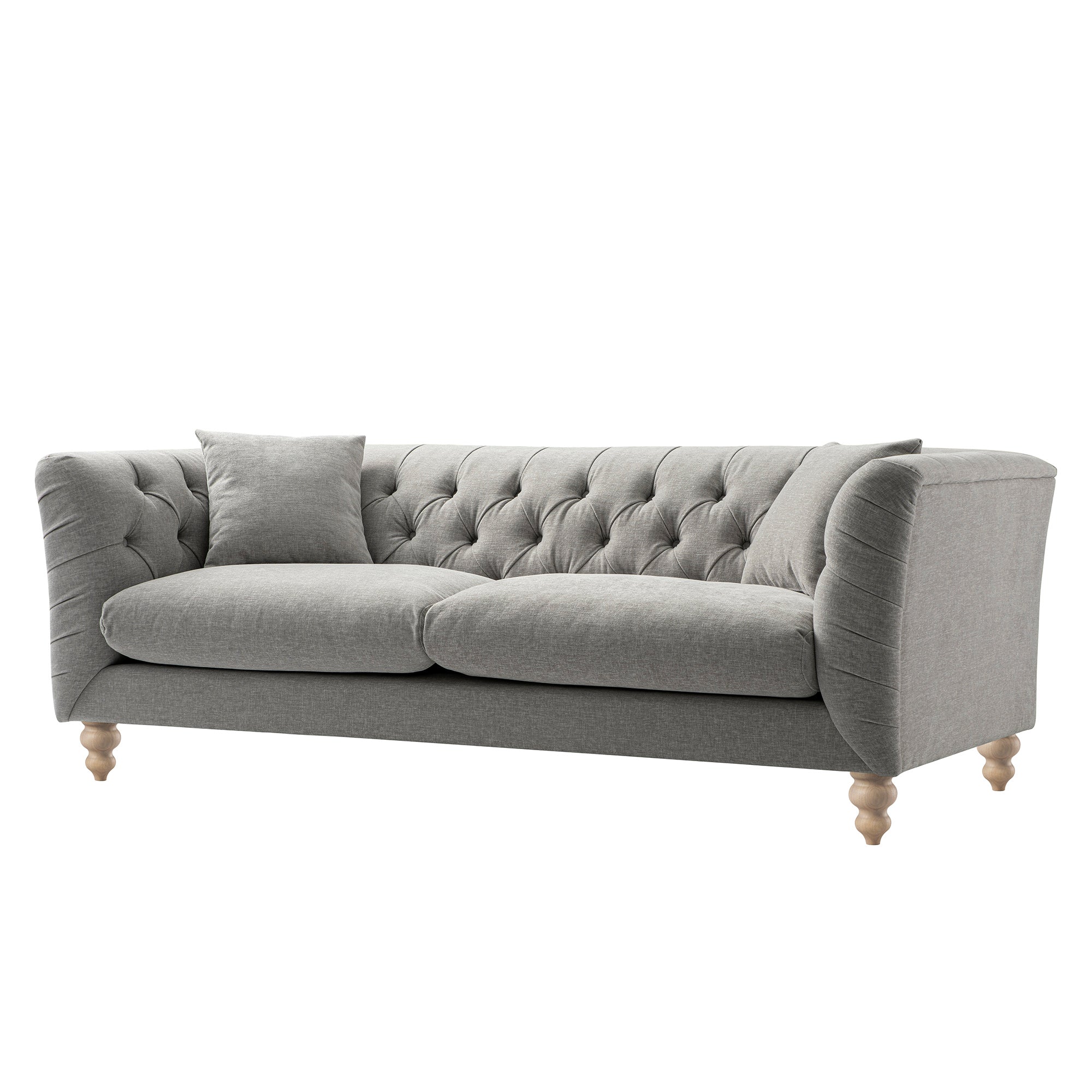 Ashby Chesterfield Large 3-Seater Sofa, Mist Grey Chenille