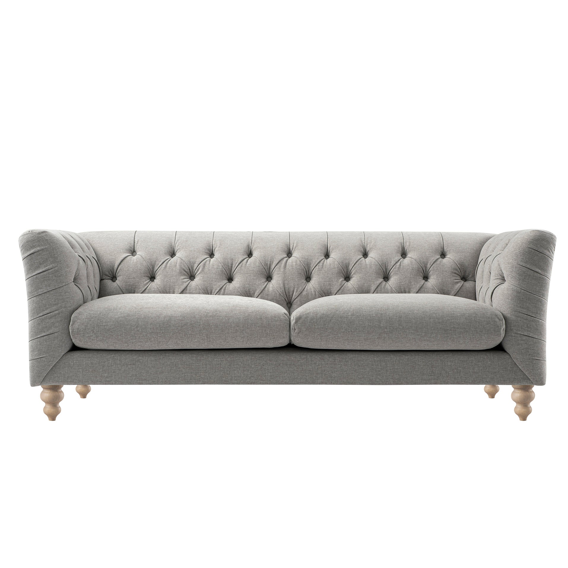 Ashby Chesterfield Large 3-Seater Sofa, Mist Grey Chenille