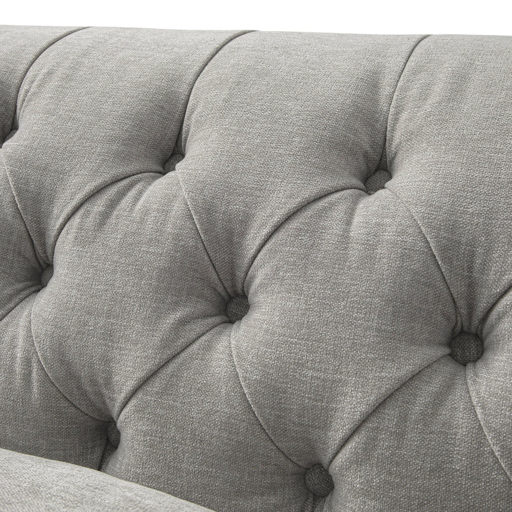 Ashby Chesterfield Large 3-Seater Sofa, Mist Grey Chenille