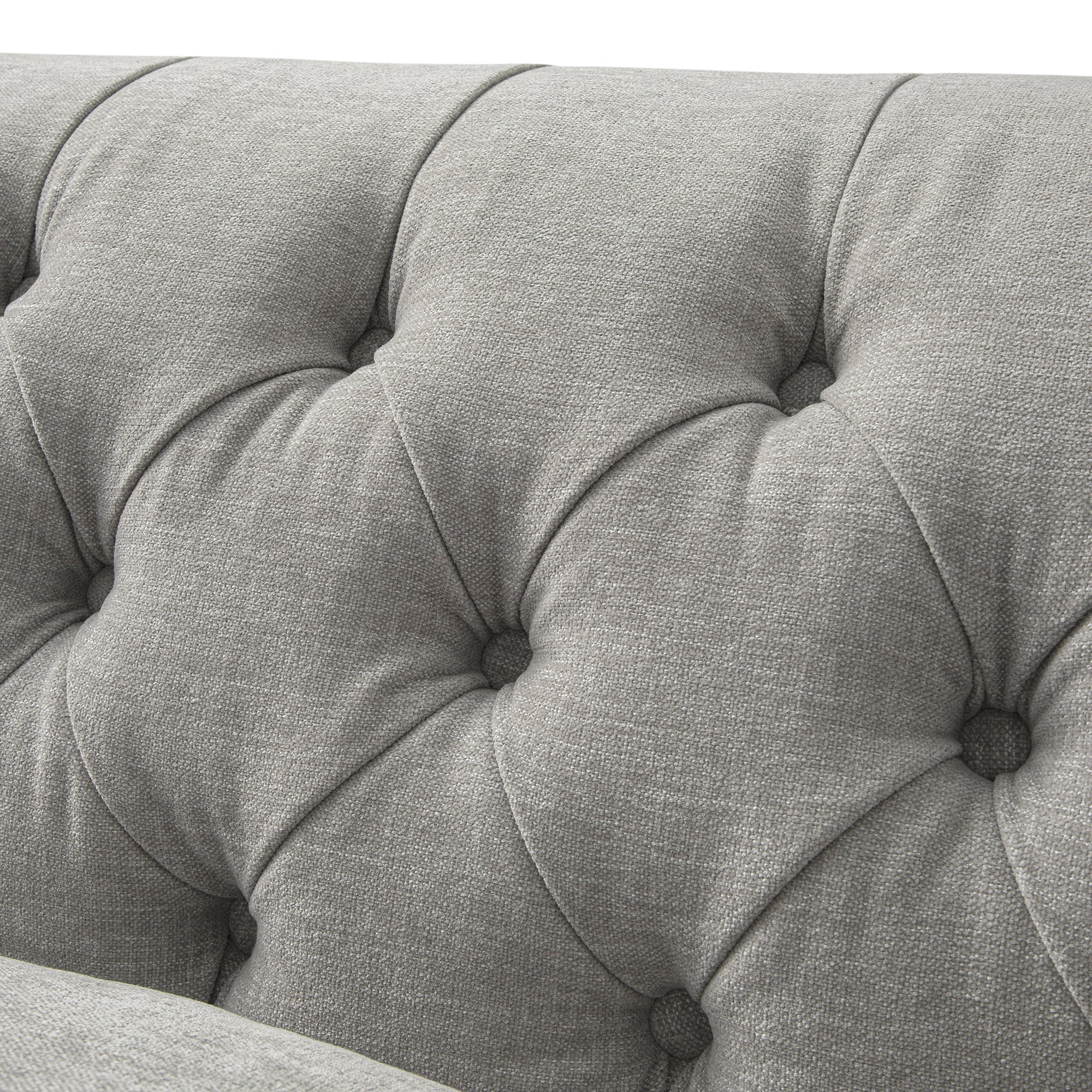 Ashby Chesterfield Large 3-Seater Sofa, Mist Grey Chenille