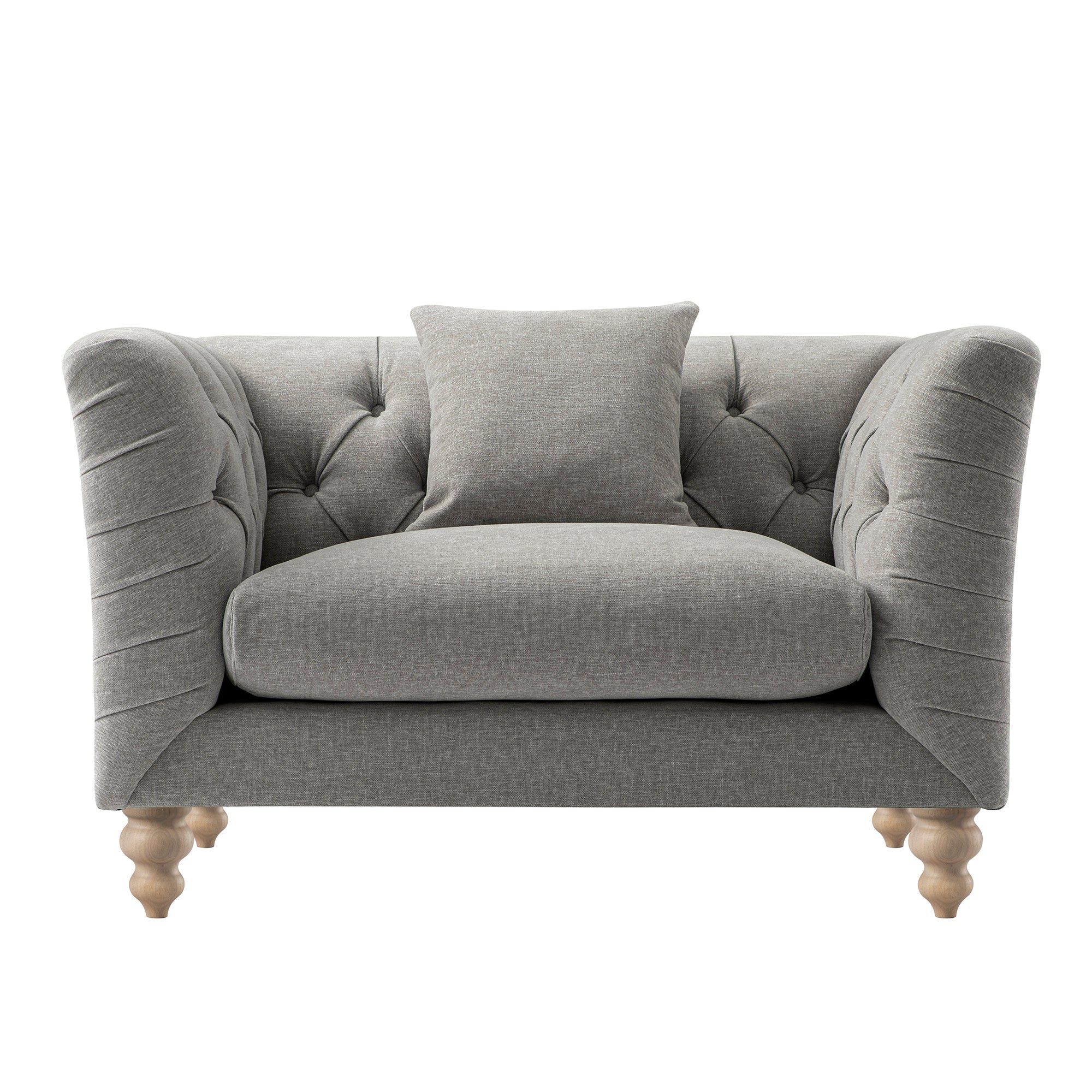 Ashby Chesterfield Loveseat, Mist Grey Chenille