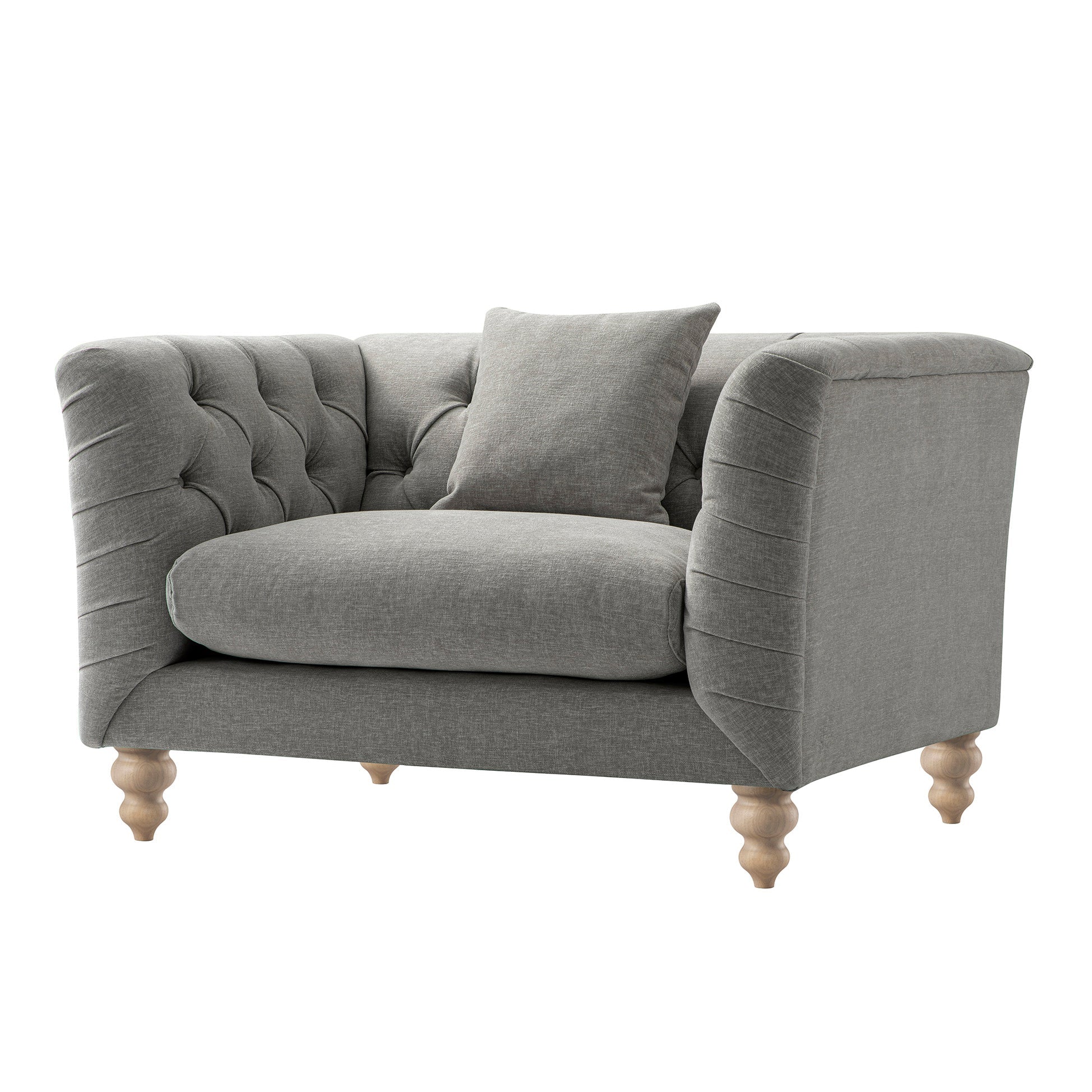 Ashby Chesterfield Loveseat, Mist Grey Chenille