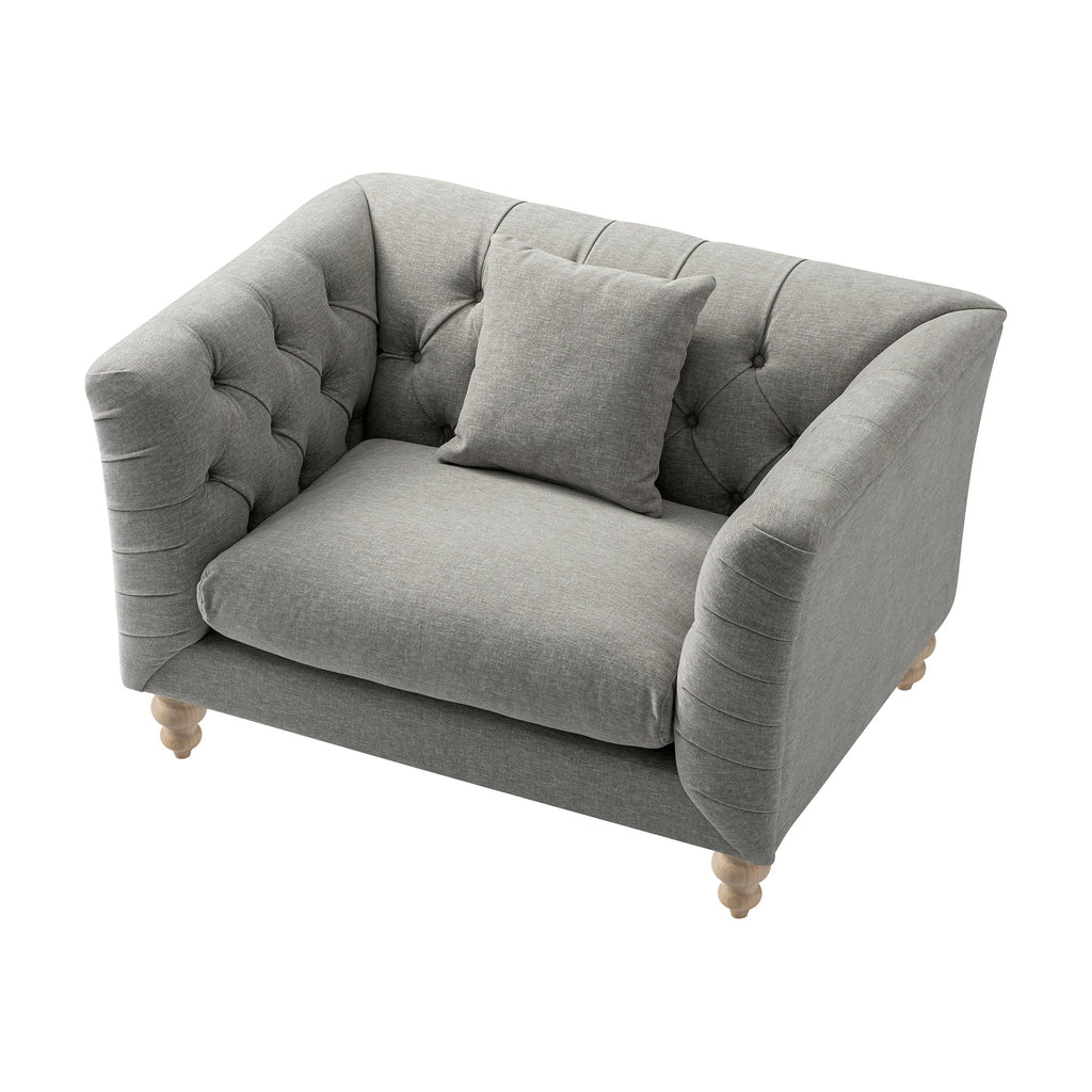 Ashby Chesterfield Loveseat, Mist Grey Chenille