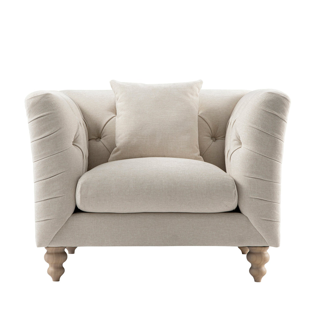 Ashby Chesterfield Armchair, Oatmeal Chenille