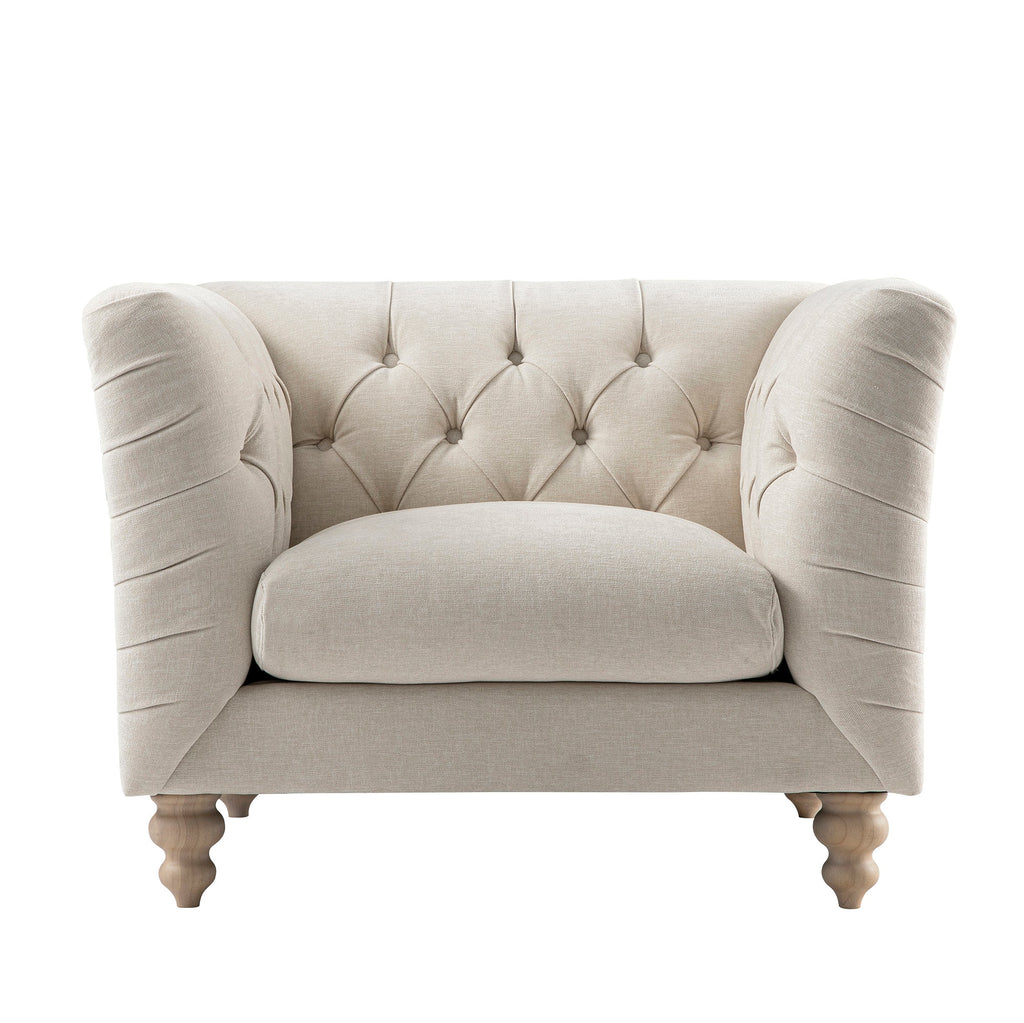 Ashby Chesterfield Armchair, Oatmeal Chenille