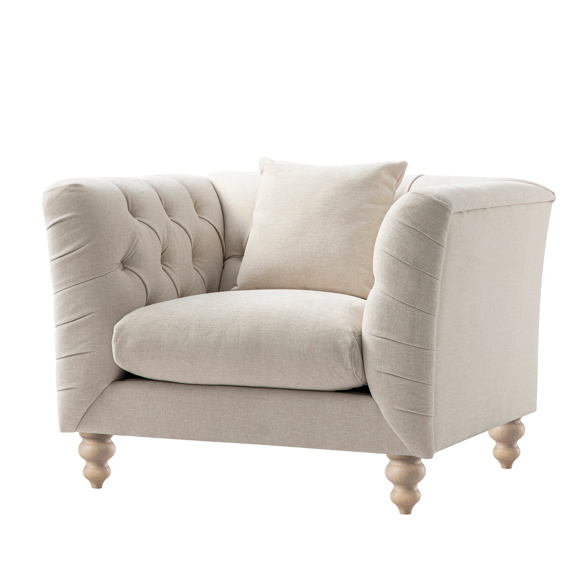 Ashby Chesterfield Armchair, Oatmeal Chenille
