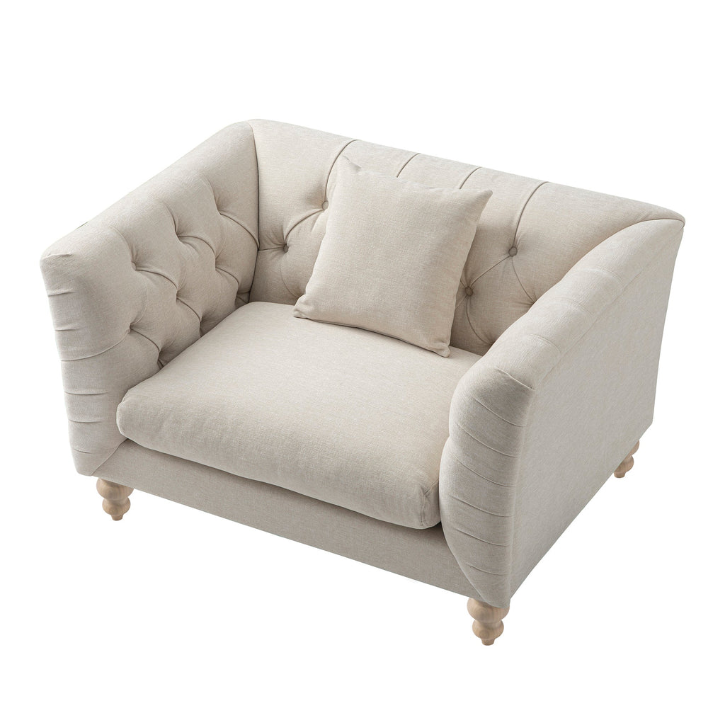Ashby Chesterfield Armchair, Oatmeal Chenille