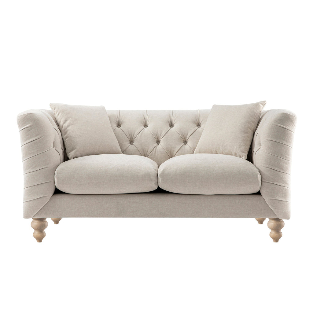 Ashby Chesterfield 2-Seater Sofa, Oatmeal Chenille
