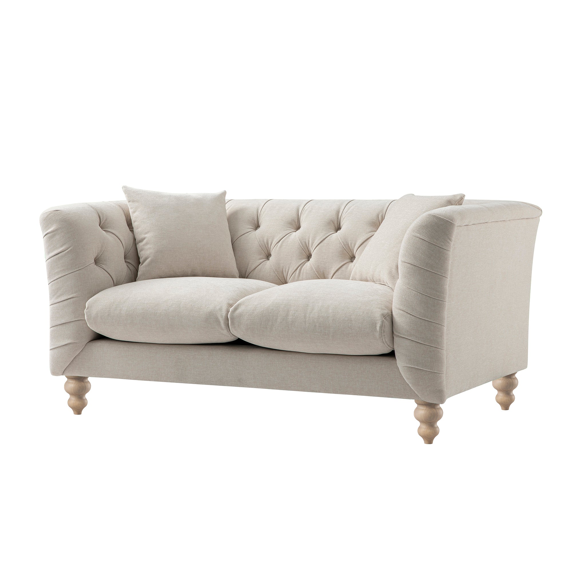 Ashby Chesterfield 2-Seater Sofa, Oatmeal Chenille