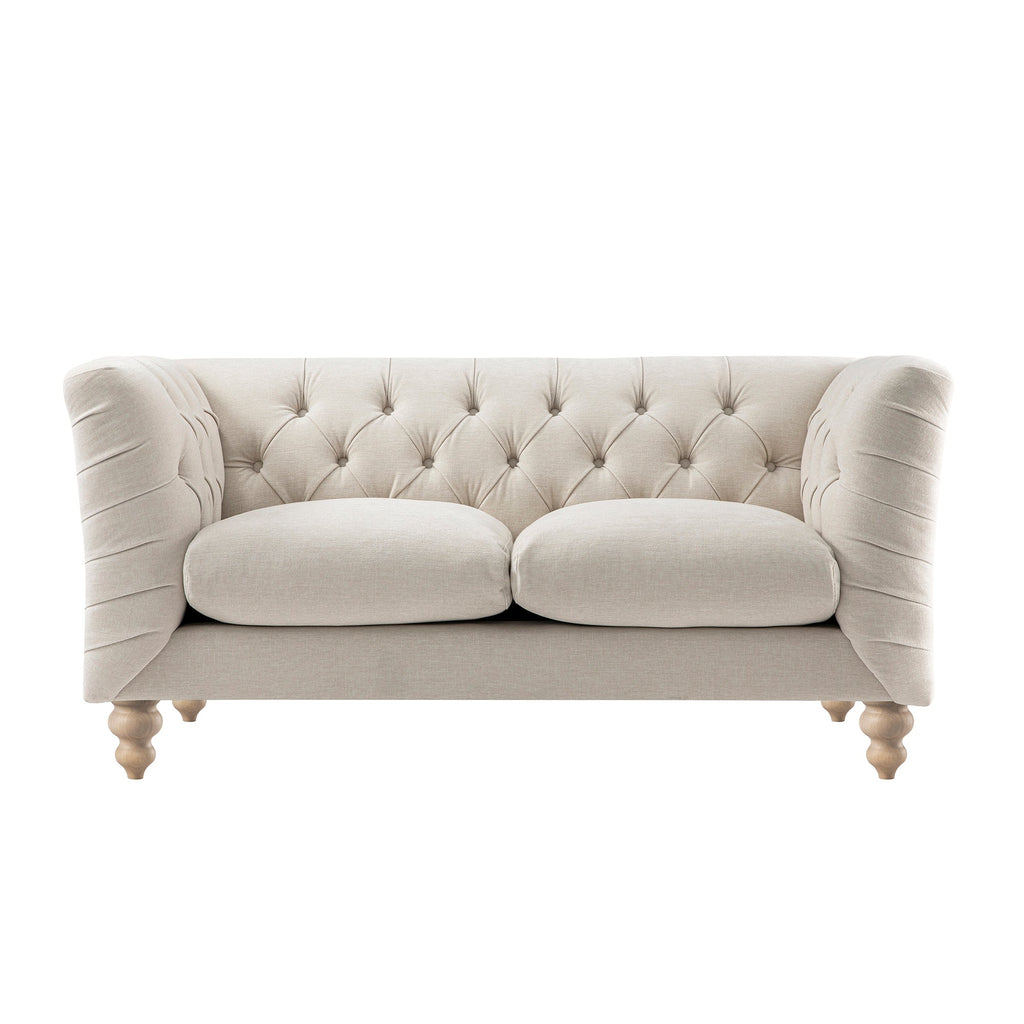 Ashby Chesterfield 2-Seater Sofa, Oatmeal Chenille