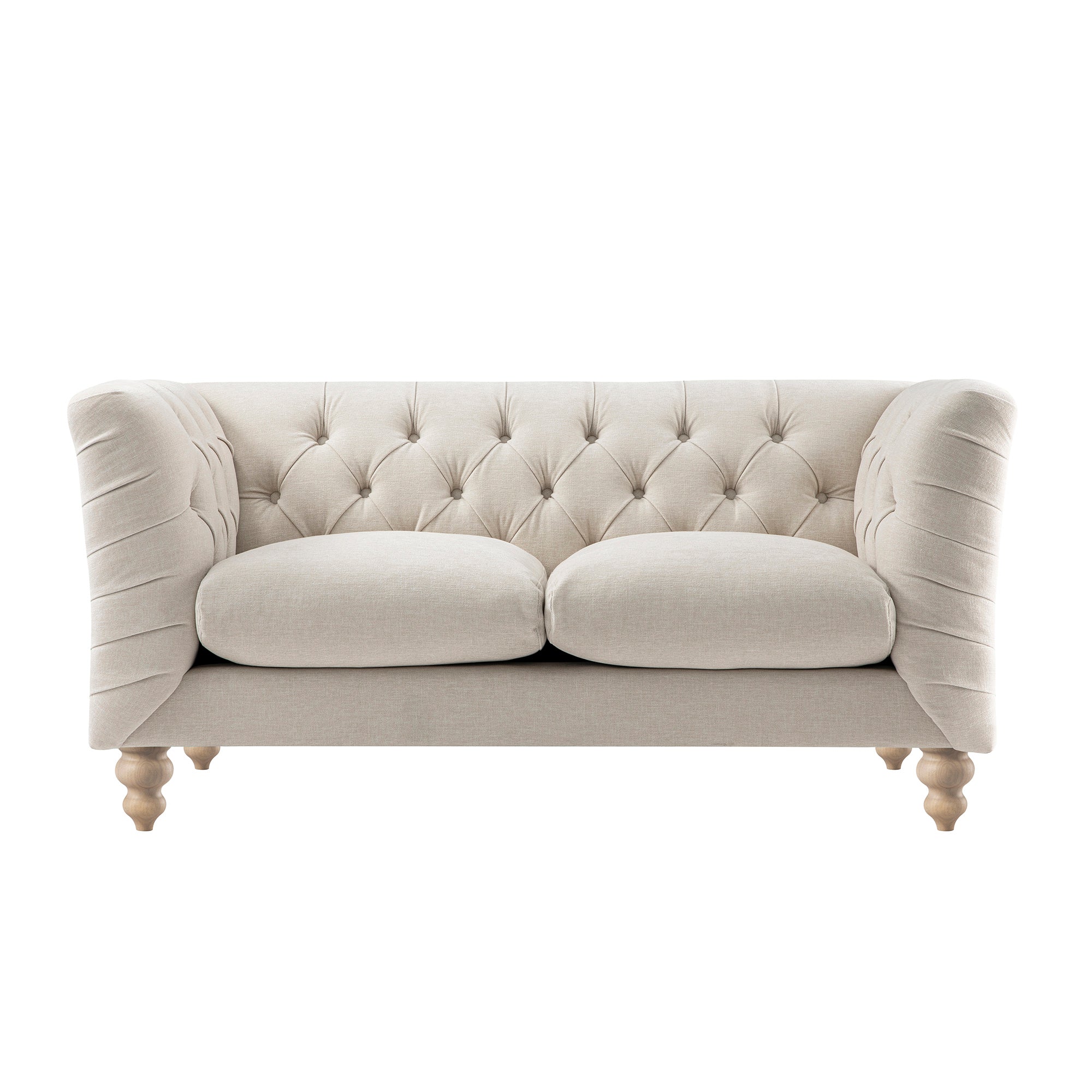 Ashby Chesterfield 2-Seater Sofa, Oatmeal Chenille