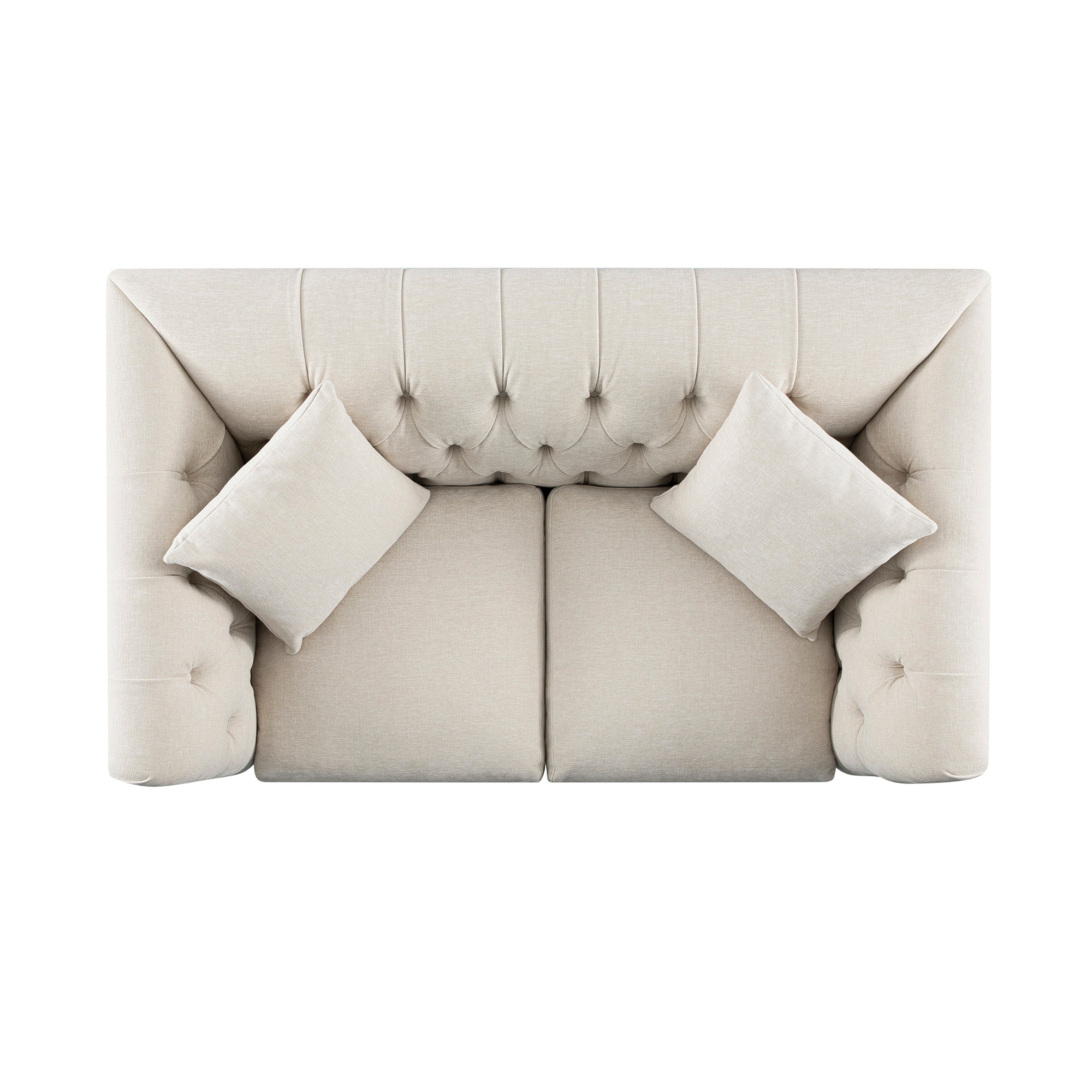 Ashby Chesterfield 2-Seater Sofa, Oatmeal Chenille