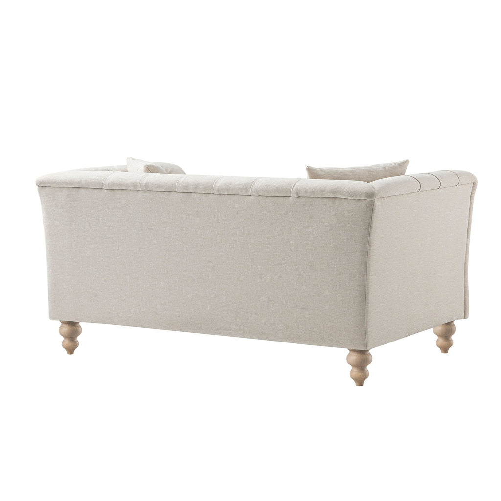 Ashby Chesterfield 2-Seater Sofa, Oatmeal Chenille