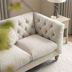 Ashby Chesterfield 2-Seater Sofa, Oatmeal Chenille