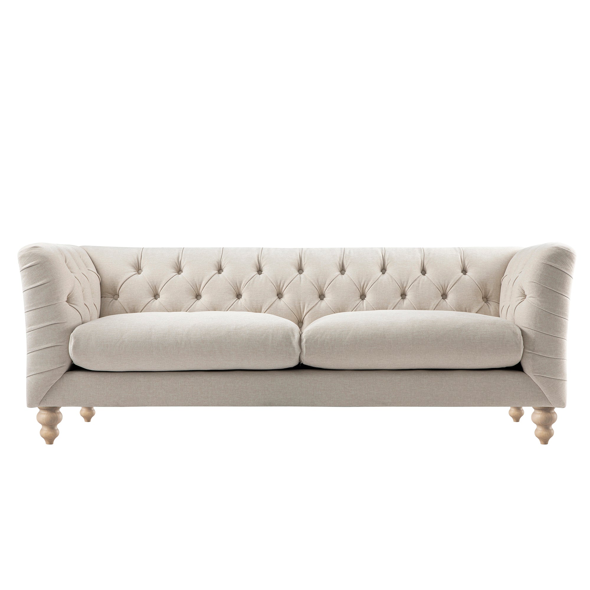 Ashby Chesterfield Large 3-Seater Sofa, Oatmeal Chenille