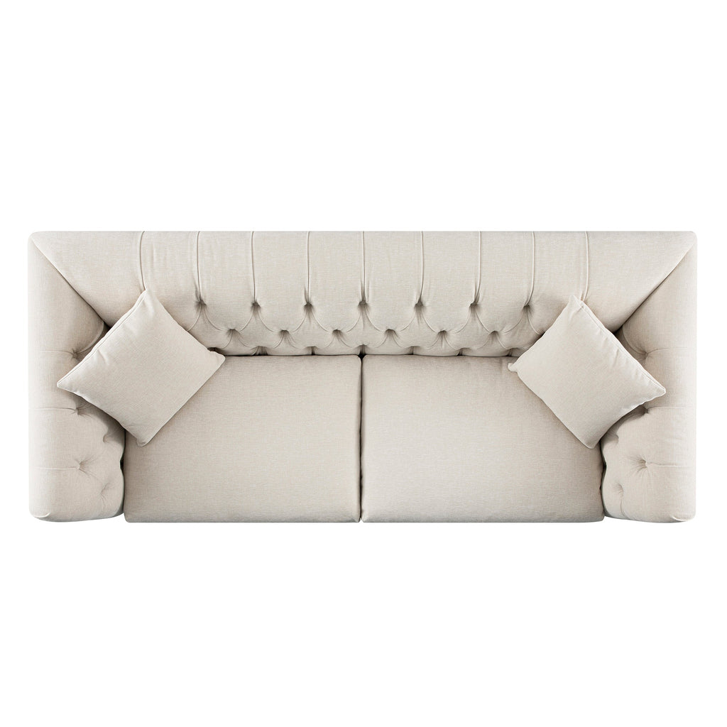 Ashby Chesterfield Large 3-Seater Sofa, Oatmeal Chenille