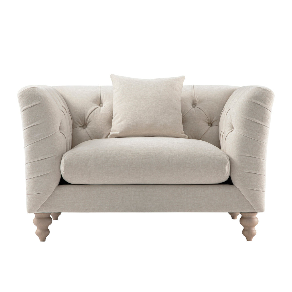 Ashby Chesterfield Loveseat, Oatmeal Chenille