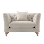 Ashby Chesterfield Loveseat, Oatmeal Chenille