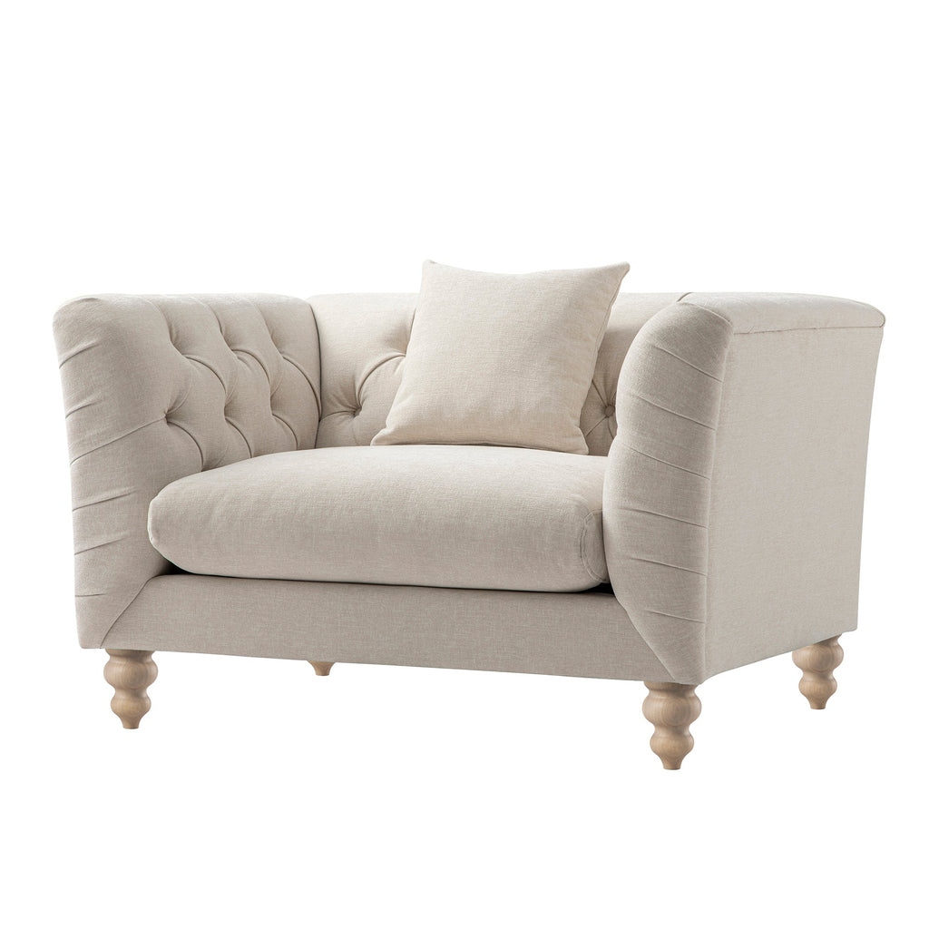 Ashby Chesterfield Loveseat, Oatmeal Chenille