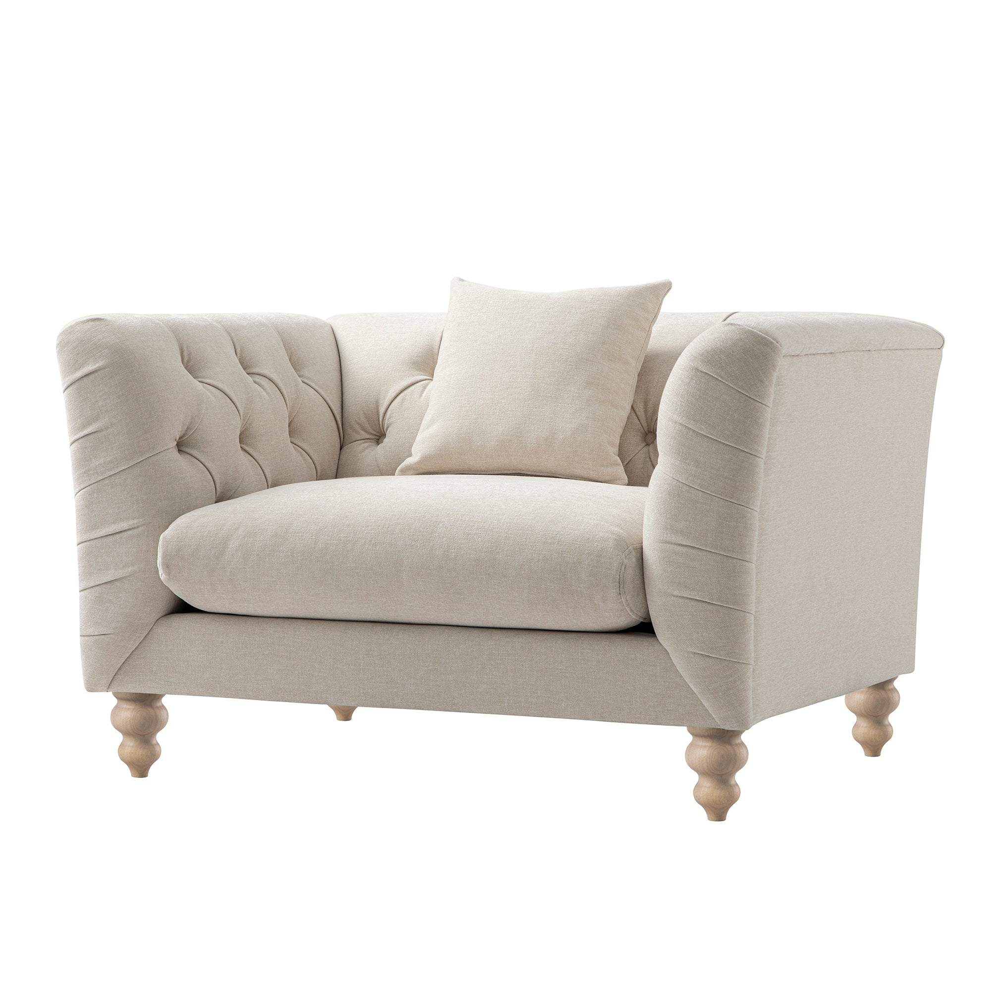 Ashby Chesterfield Loveseat, Oatmeal Chenille