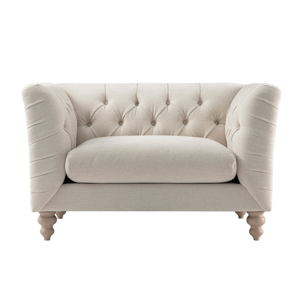 Ashby Chesterfield Loveseat, Oatmeal Chenille