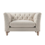 Ashby Chesterfield Loveseat, Oatmeal Chenille