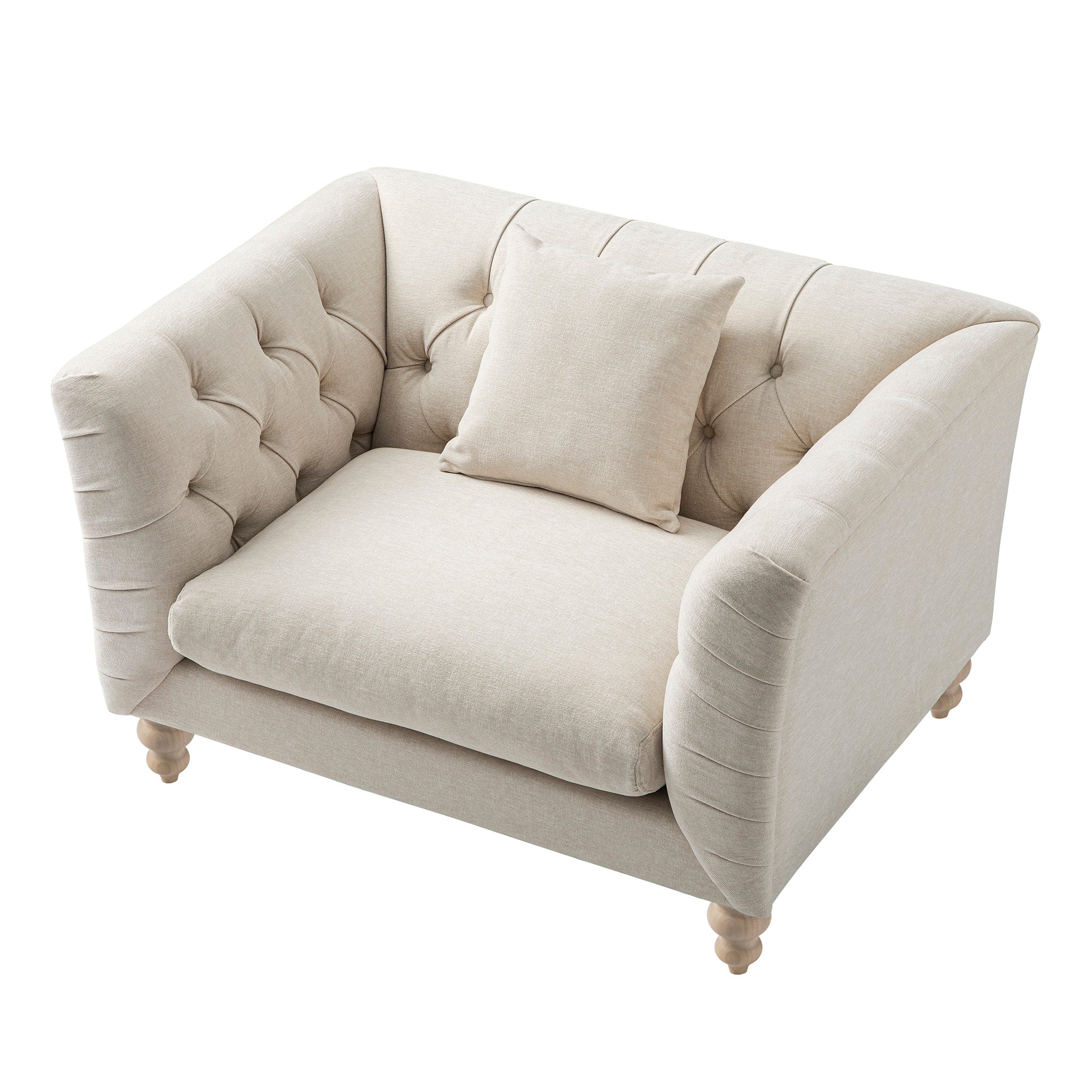 Ashby Chesterfield Loveseat, Oatmeal Chenille