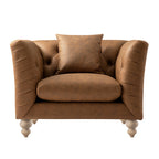 Ashby Chesterfield Armchair, Tan Faux Leather