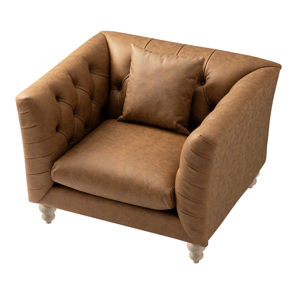 Ashby Chesterfield Armchair, Tan Faux Leather