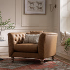 Ashby Chesterfield Armchair, Tan Faux Leather