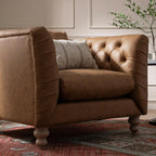 Ashby Chesterfield Armchair, Tan Faux Leather