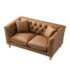 Ashby Chesterfield 2-Seater Sofa, Tan Faux Leather