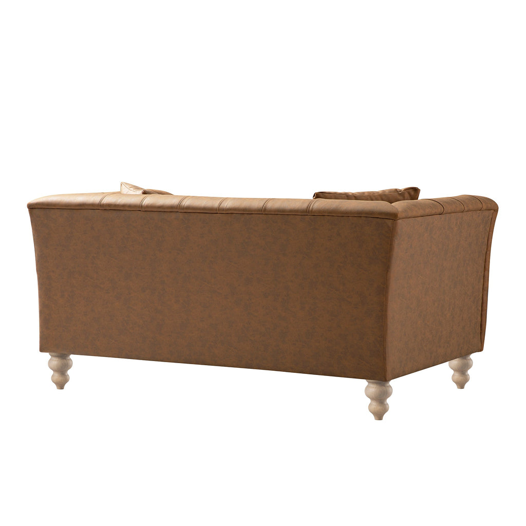 Ashby Chesterfield 2-Seater Sofa, Tan Faux Leather