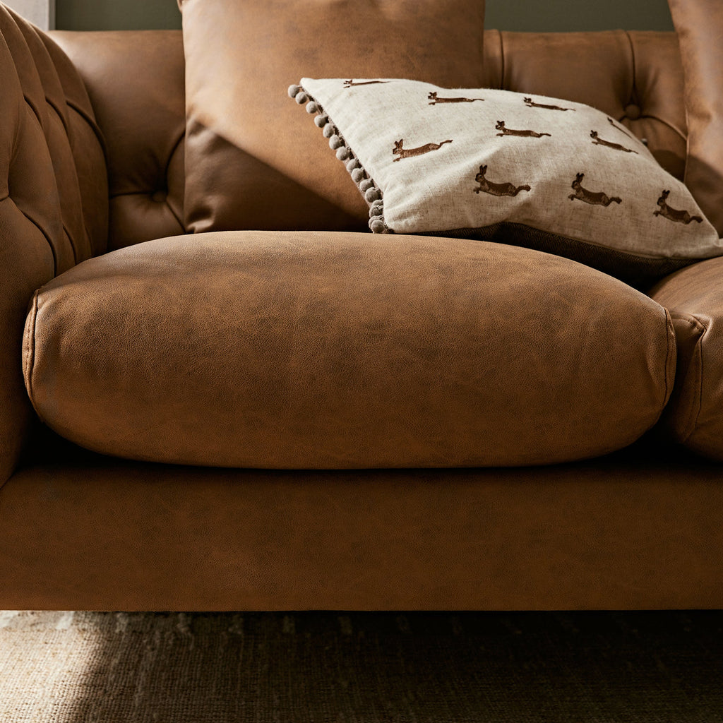 Ashby Chesterfield 2-Seater Sofa, Tan Faux Leather
