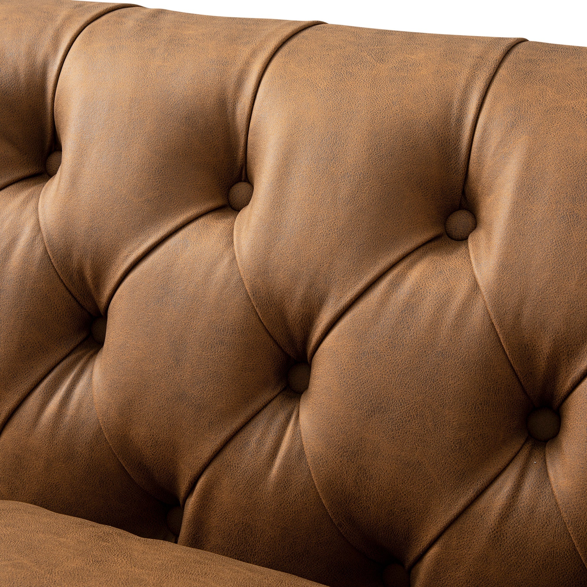 Ashby Chesterfield Large 3-Seater Sofa, Tan Faux Leather