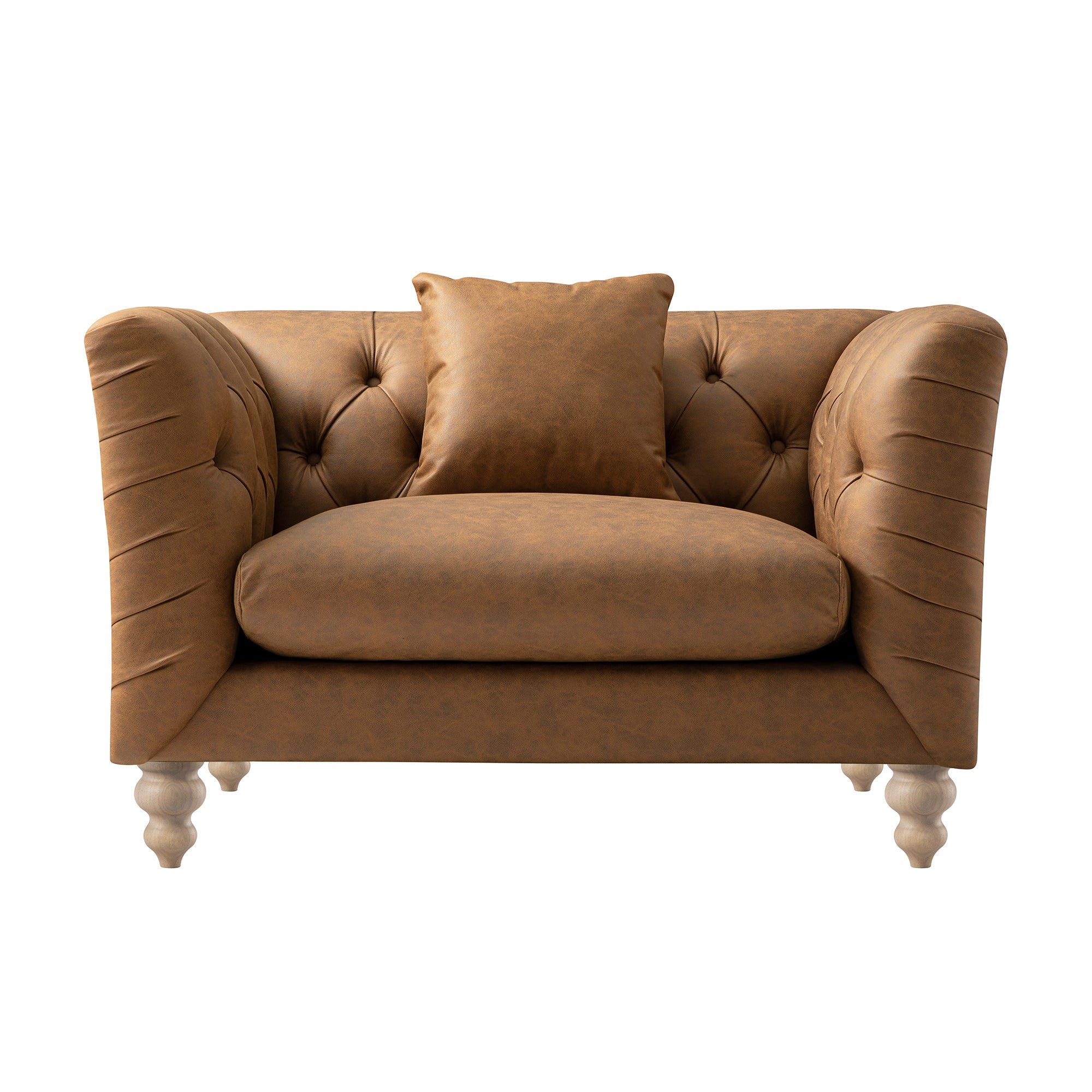 Ashby Chesterfield Loveseat, Tan Faux Leather