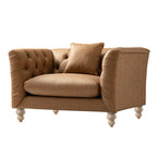 Ashby Chesterfield Loveseat, Tan Faux Leather