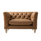 Ashby Chesterfield Loveseat, Tan Faux Leather