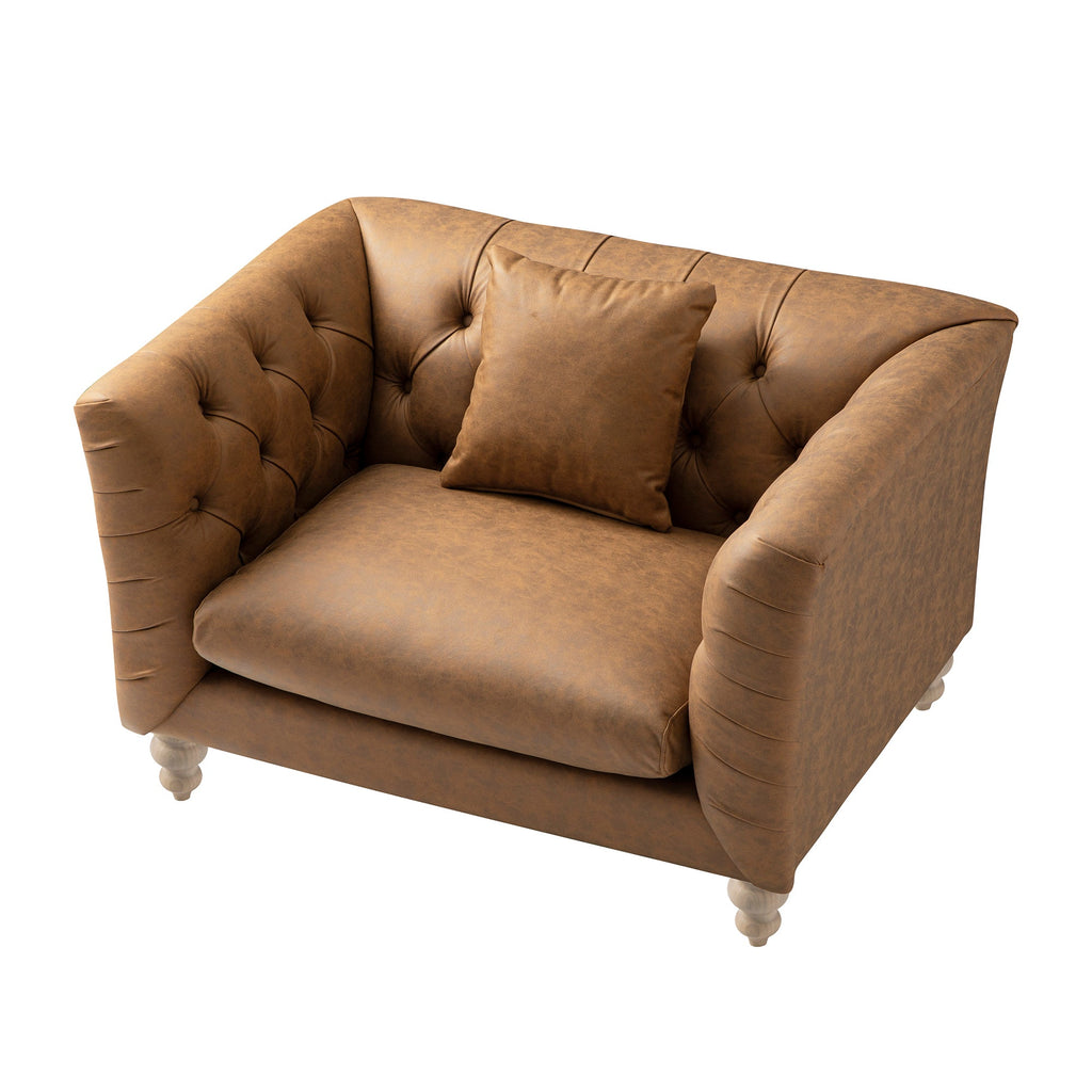 Ashby Chesterfield Loveseat, Tan Faux Leather