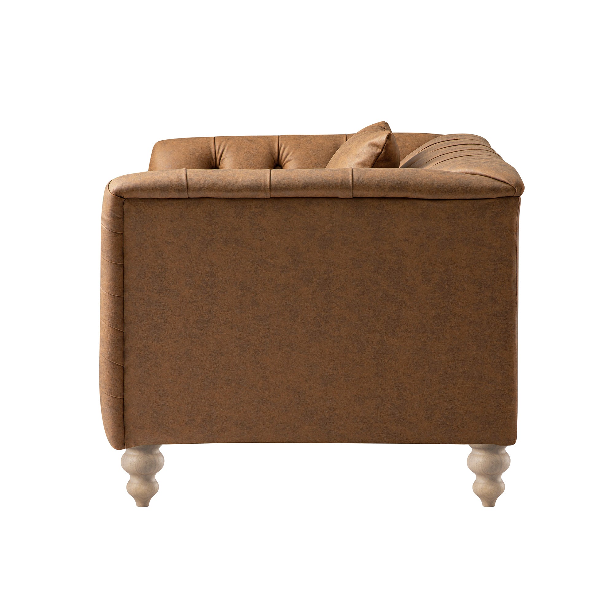 Ashby Chesterfield Loveseat, Tan Faux Leather
