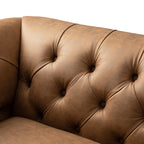 Ashby Chesterfield Loveseat, Tan Faux Leather