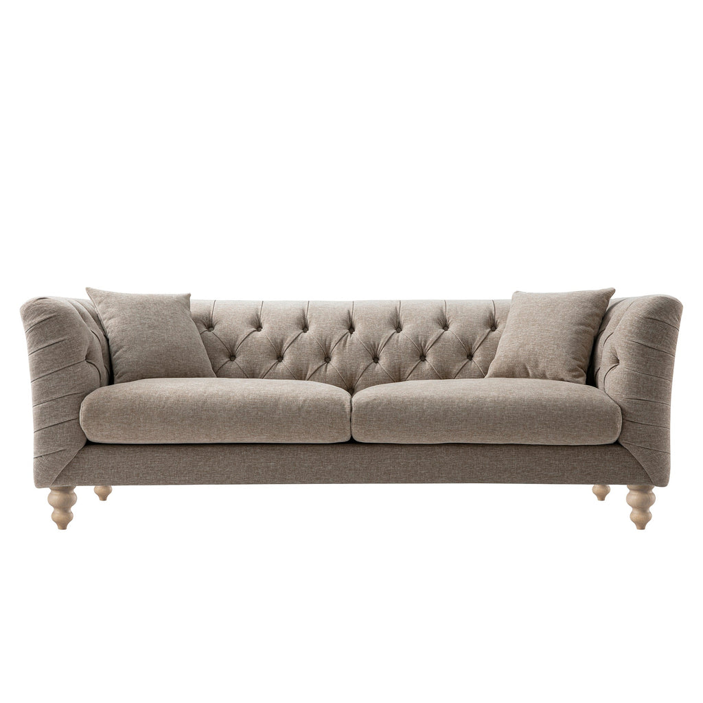 Ashby Chesterfield Large 3-Seater Sofa, Taupe Chenille
