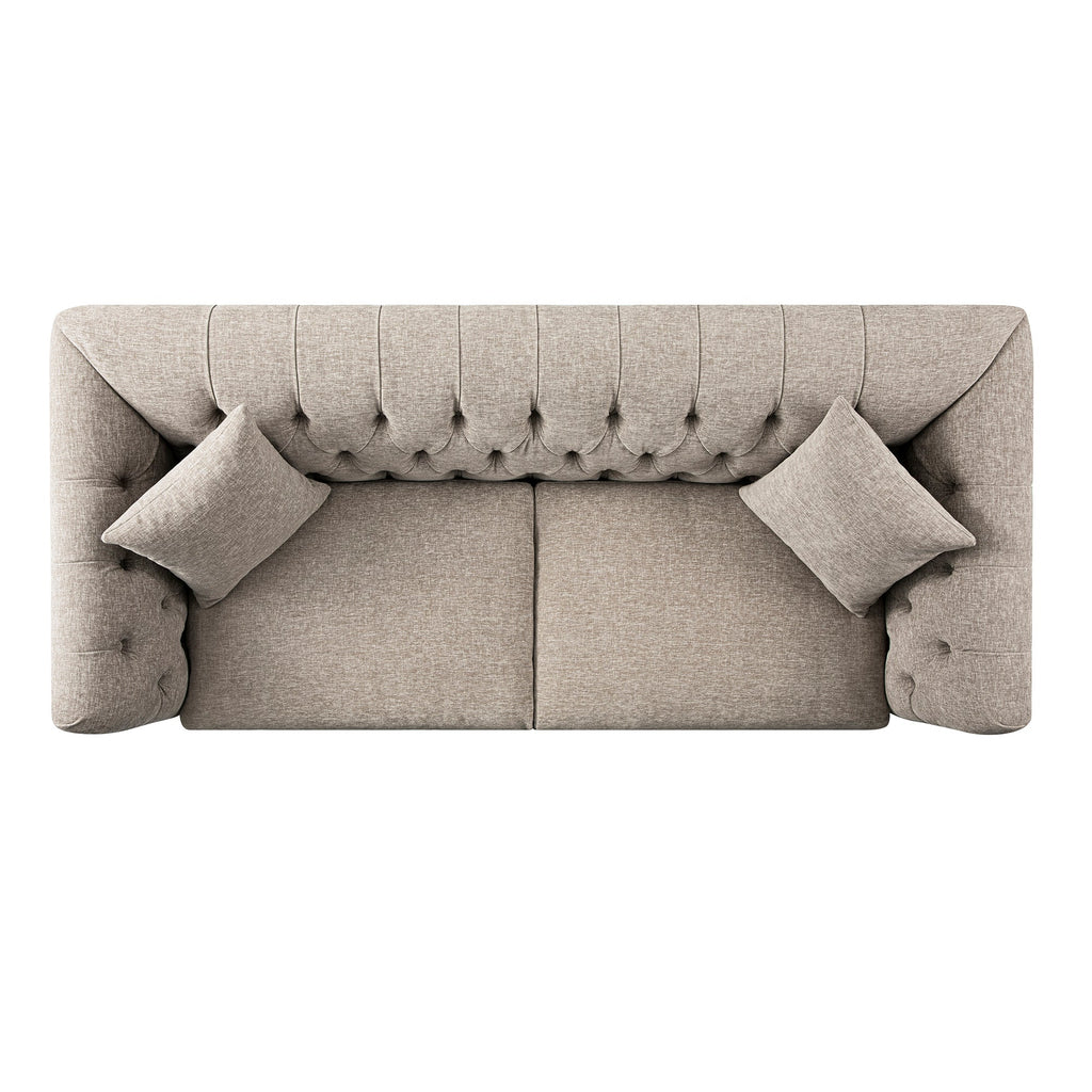 Ashby Chesterfield Large 3-Seater Sofa, Taupe Chenille