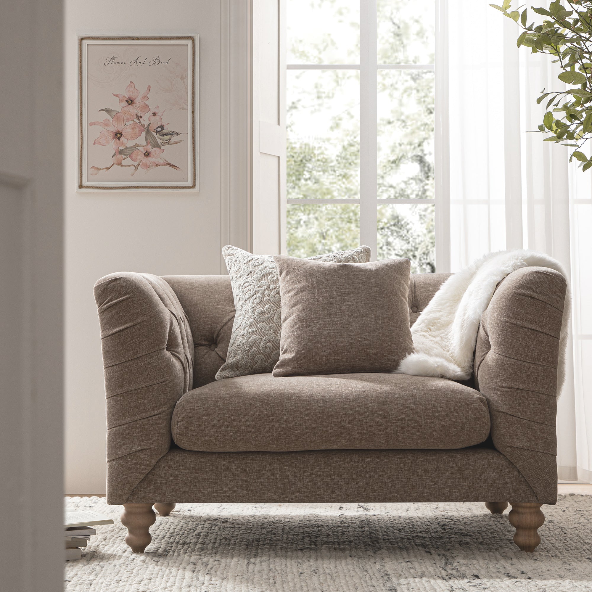 Ashby Chesterfield Loveseat, Taupe Chenille