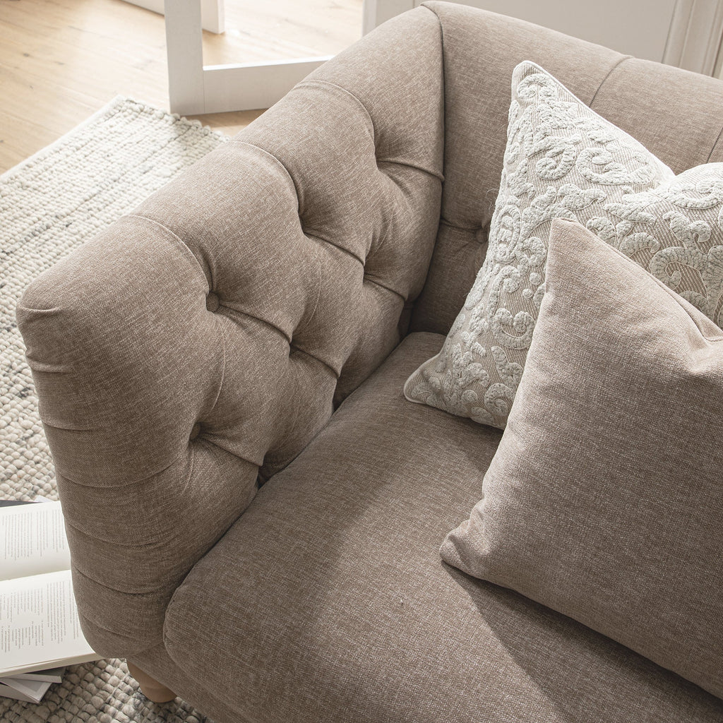 Ashby Chesterfield Loveseat, Taupe Chenille