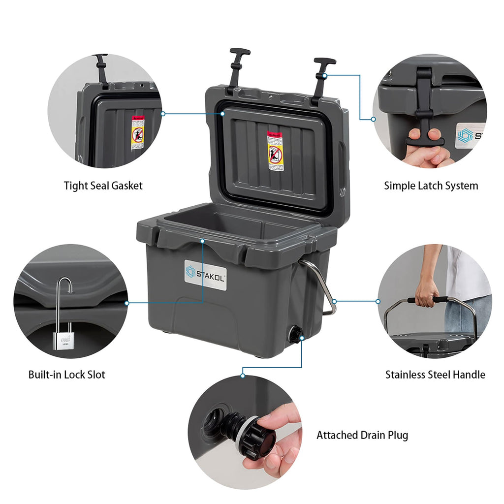 SKTAKOL 16 Quart Cooler Portable Ice Chest Leak-Proof 24 Cans Ice - See Details